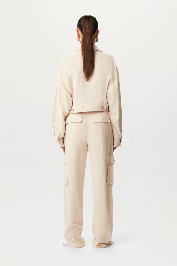 Linen Cargo Wide-leg Pants