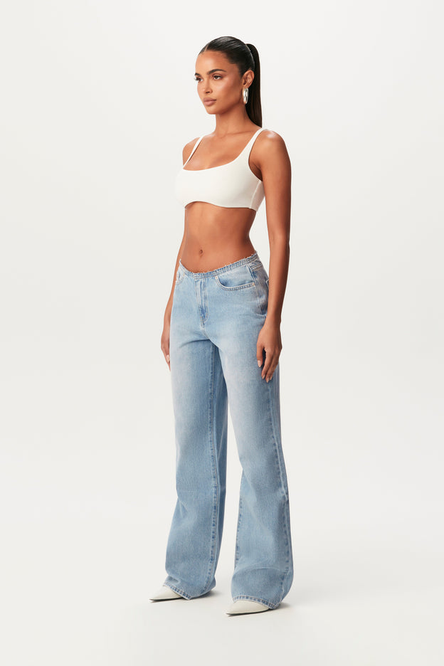 Raw Waist Straight Leg Jeans