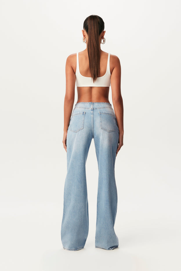 Raw Waist Straight Leg Jeans