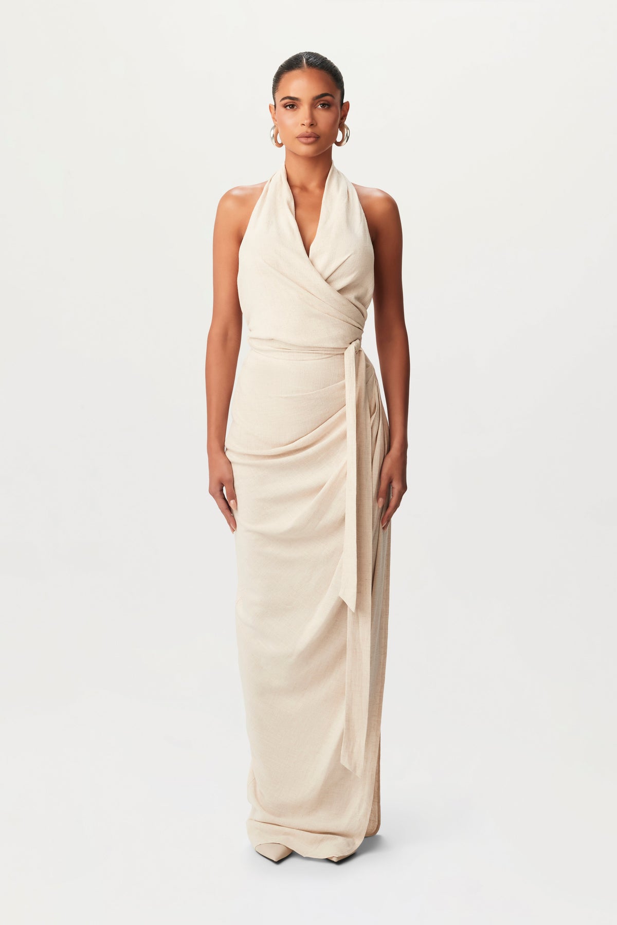 CREAM Linen Wrap Halter Top