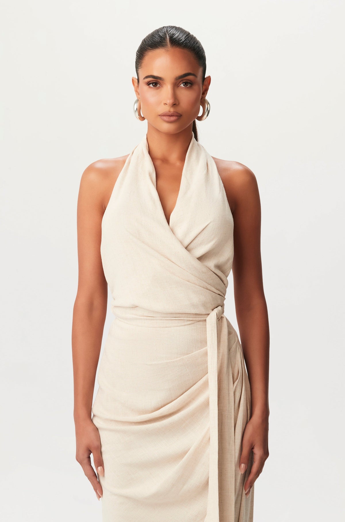 CREAM Linen Wrap Halter Top