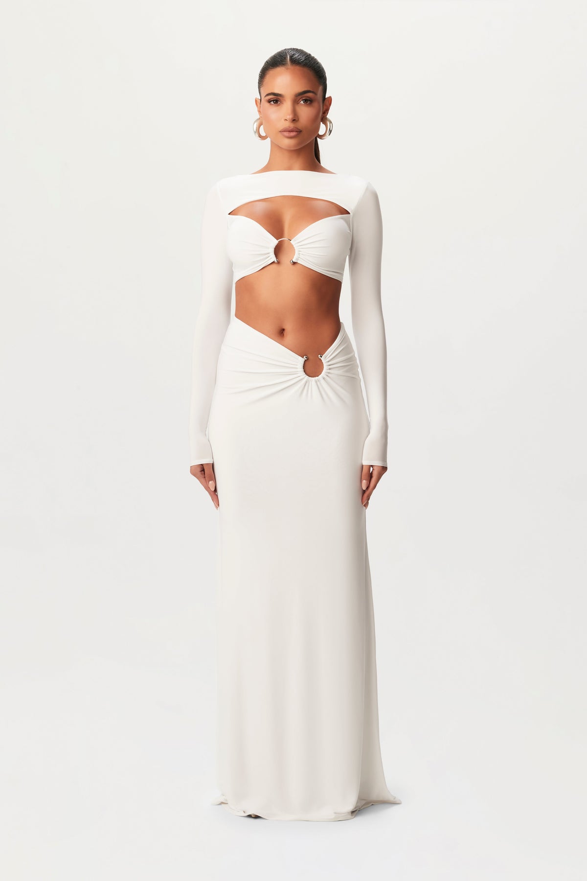 WHITE Hourglass Cut Out O-Ring Crop Top