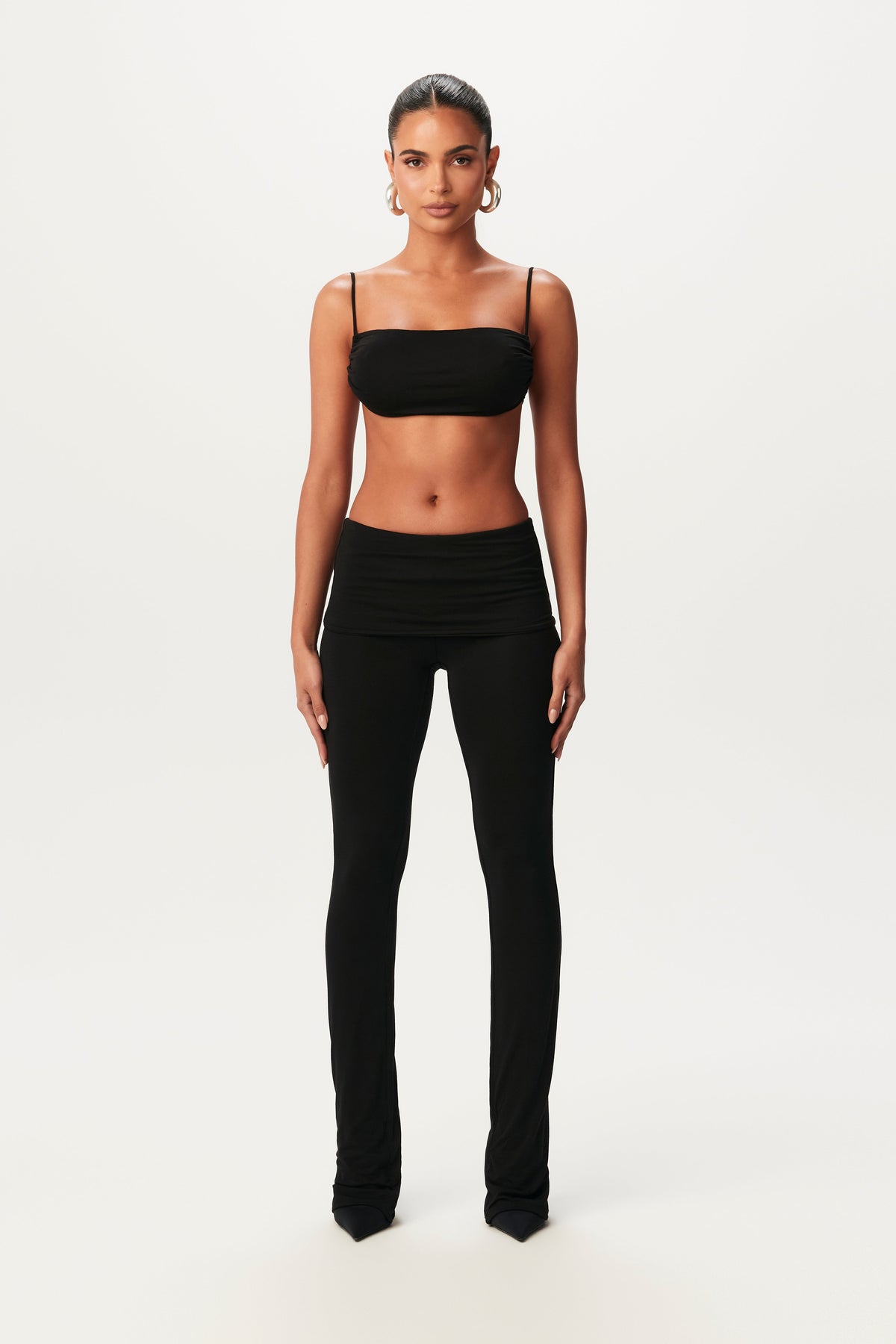 BLACK Modal Foldover Bootcut Pant