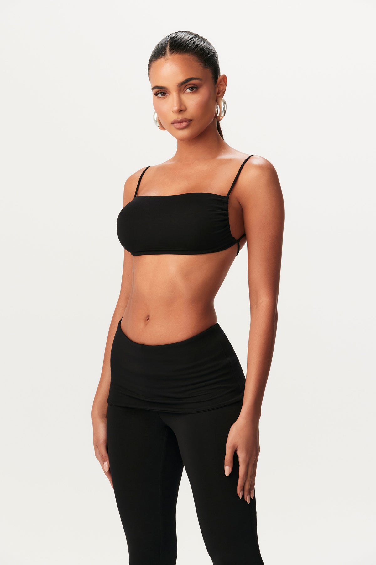 BLACK Modal Thin Strap Bandeau Top