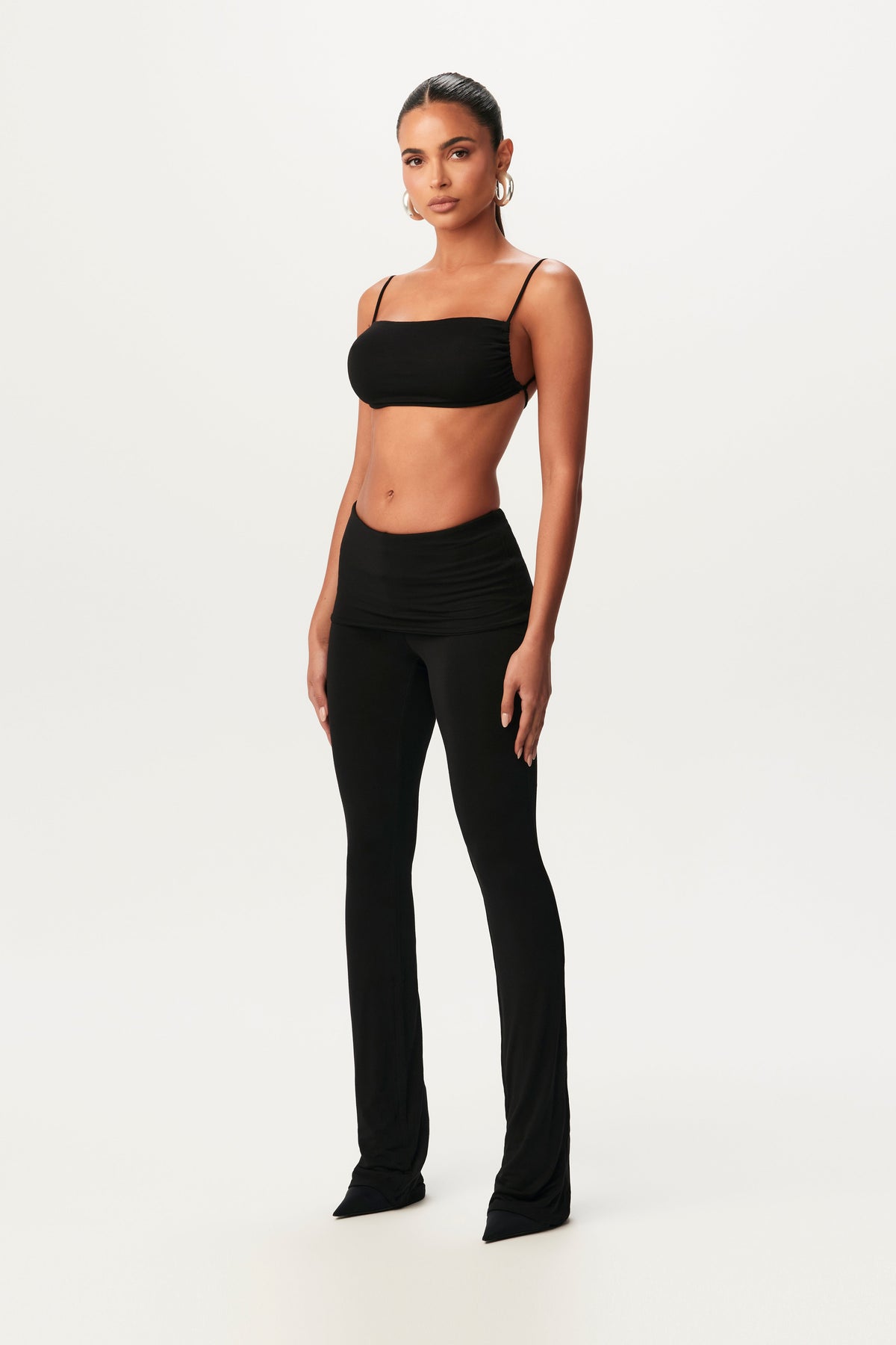 BLACK Modal Foldover Bootcut Pant