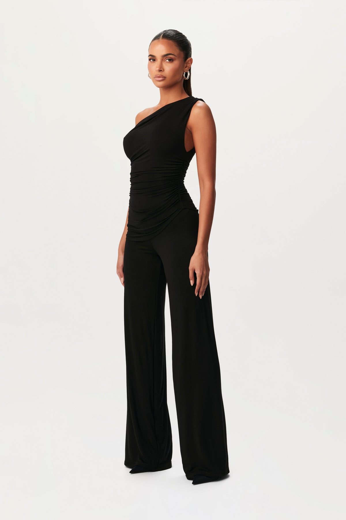 Black Smooth Wide-Leg Pant