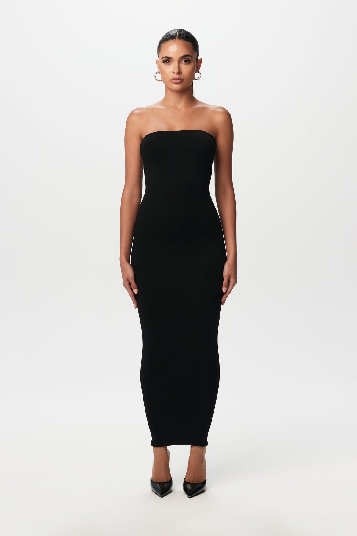BLACK NW Tube Midi Dress