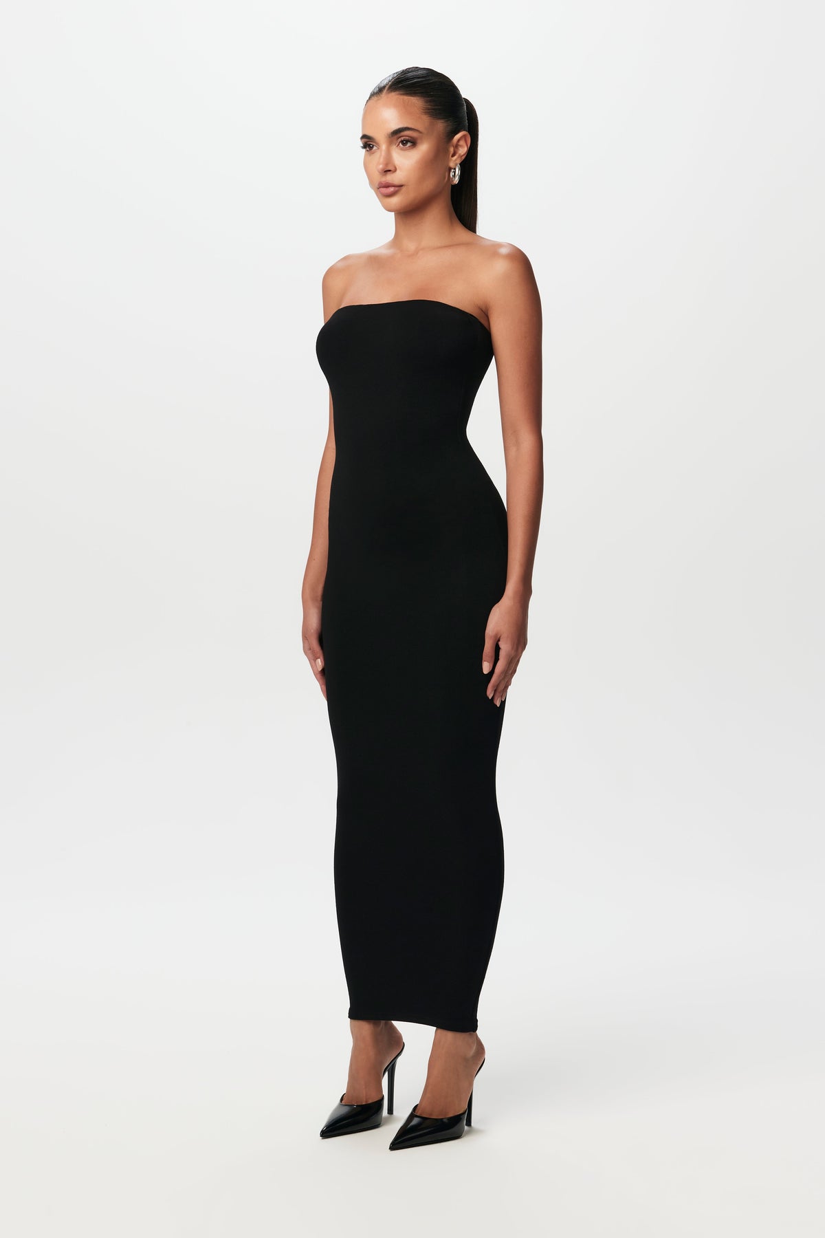 BLACK NW Tube Midi Dress