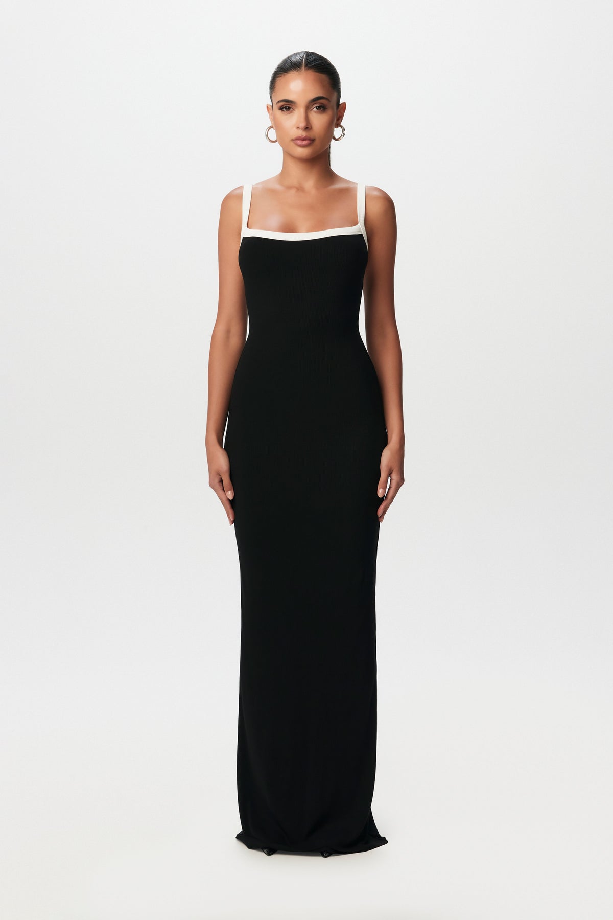 Black Micro Ribbed Tank Maxi Dress