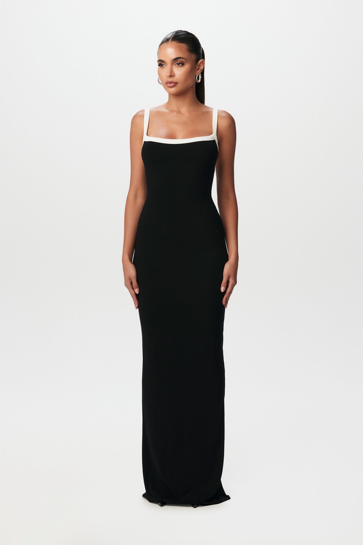 Black Micro Ribbed Tank Maxi Dress