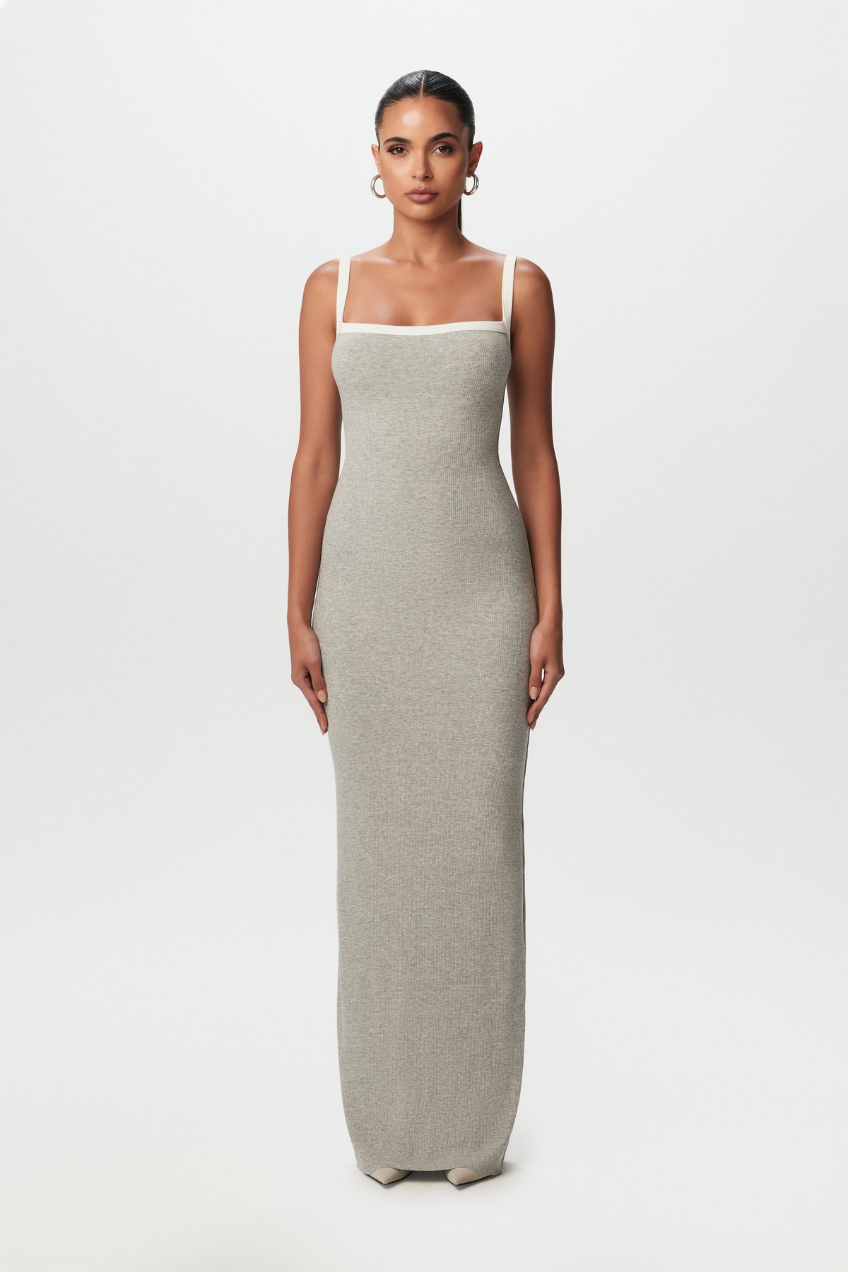 Heather Grey Micro Ribbed Tank Maxi Dress