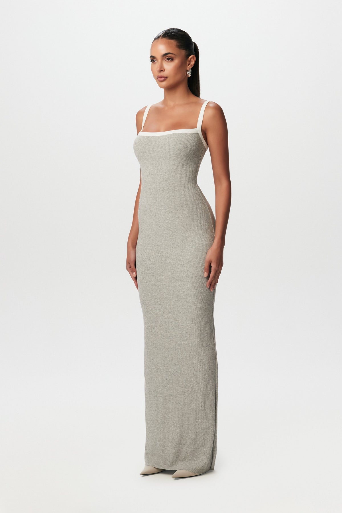 Heather Grey Micro Ribbed Tank Maxi Dress