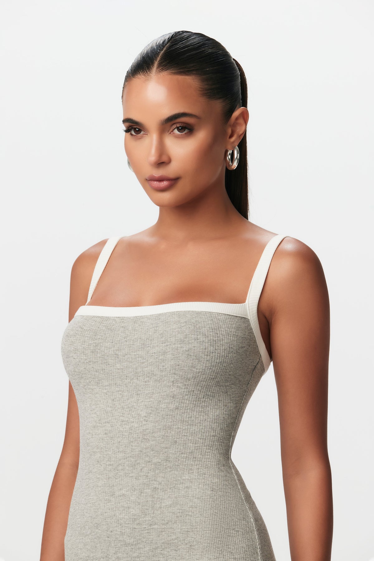 Heather Grey Micro Ribbed Tank Maxi Dress