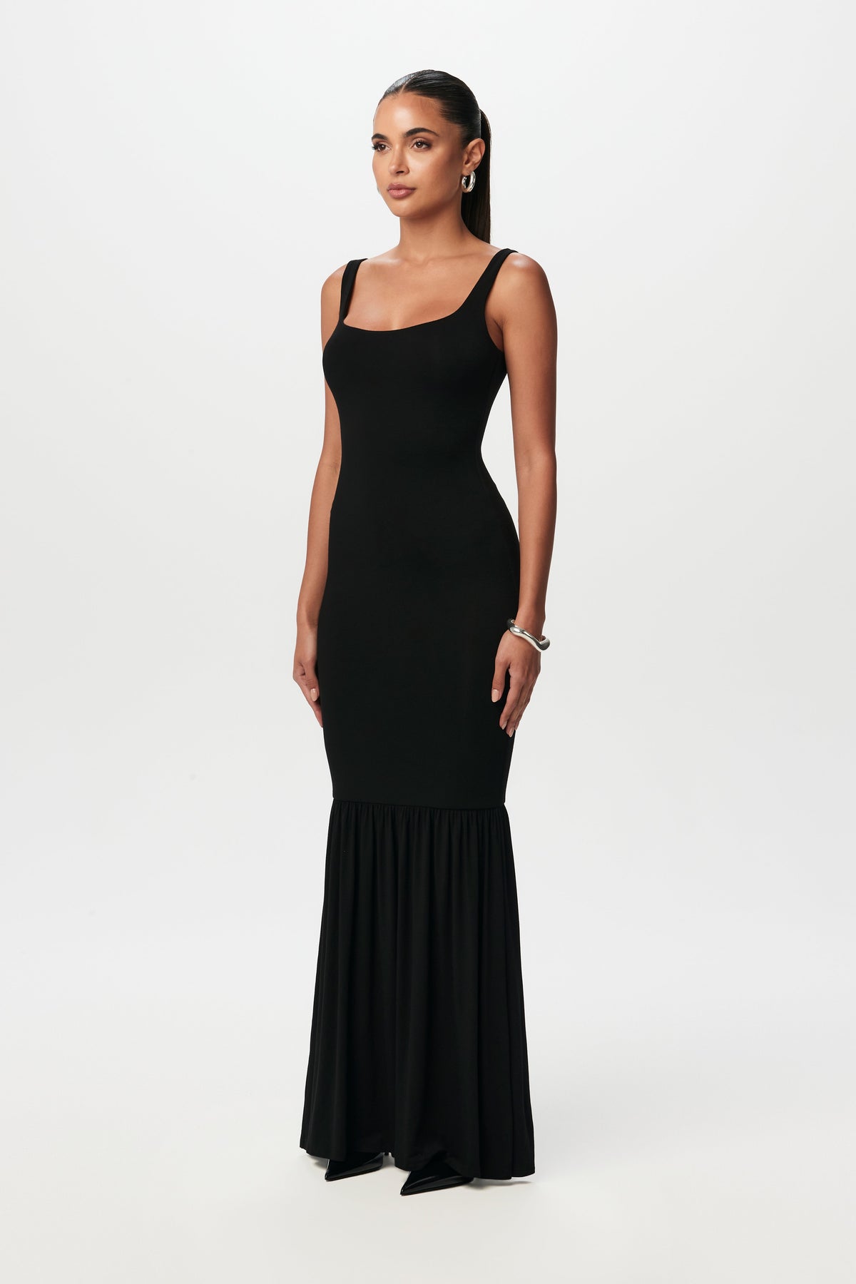 Black Smooth Tank Trumpet Maxi Dress