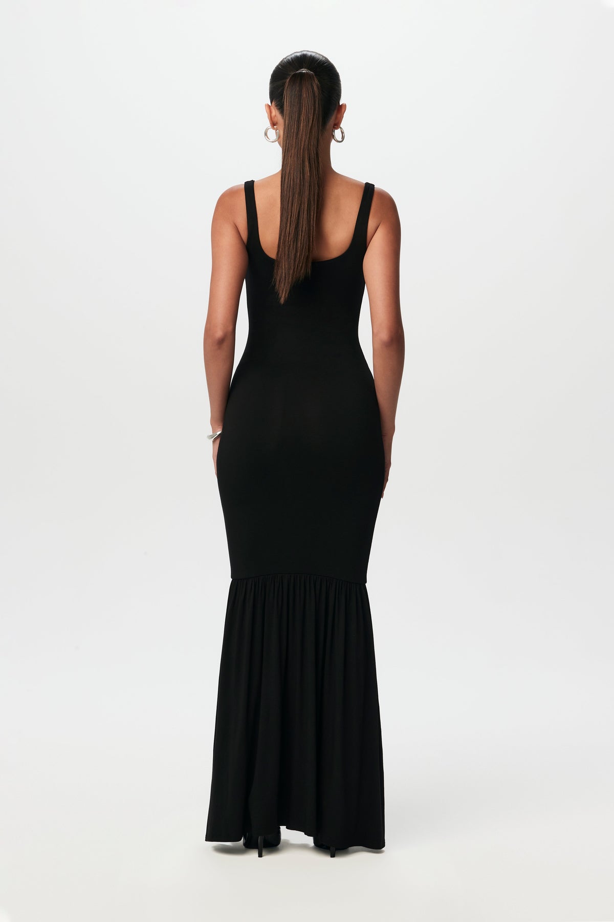 Black Smooth Tank Trumpet Maxi Dress