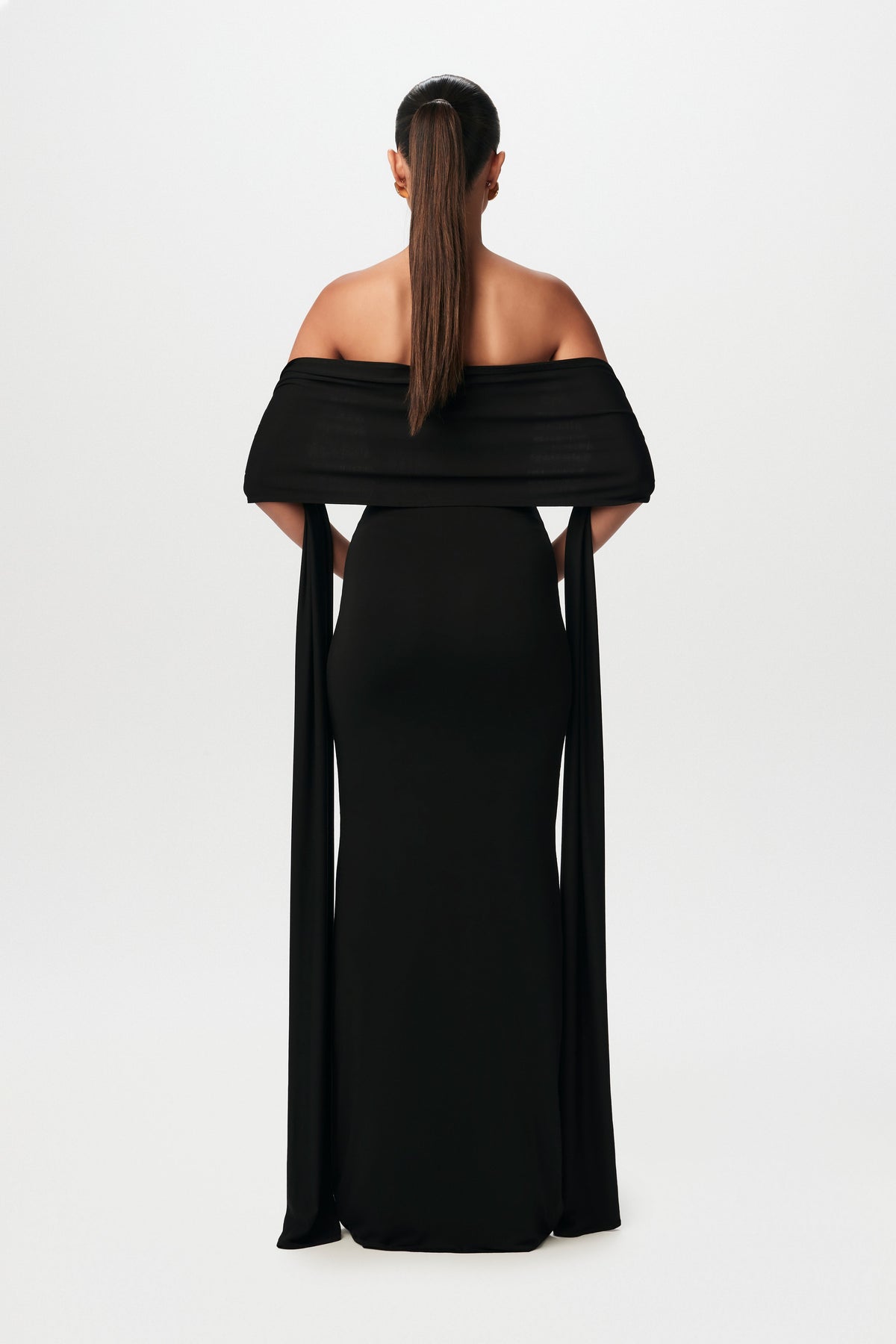 Black Smooth Scarf Tube Maxi Dress
