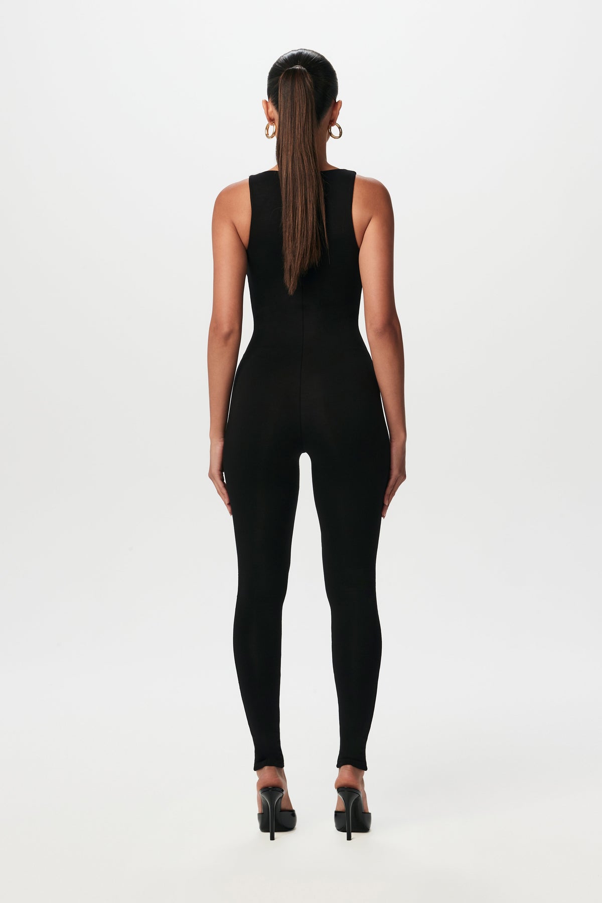 Black Smooth V-Neck Tank Jumpsuit