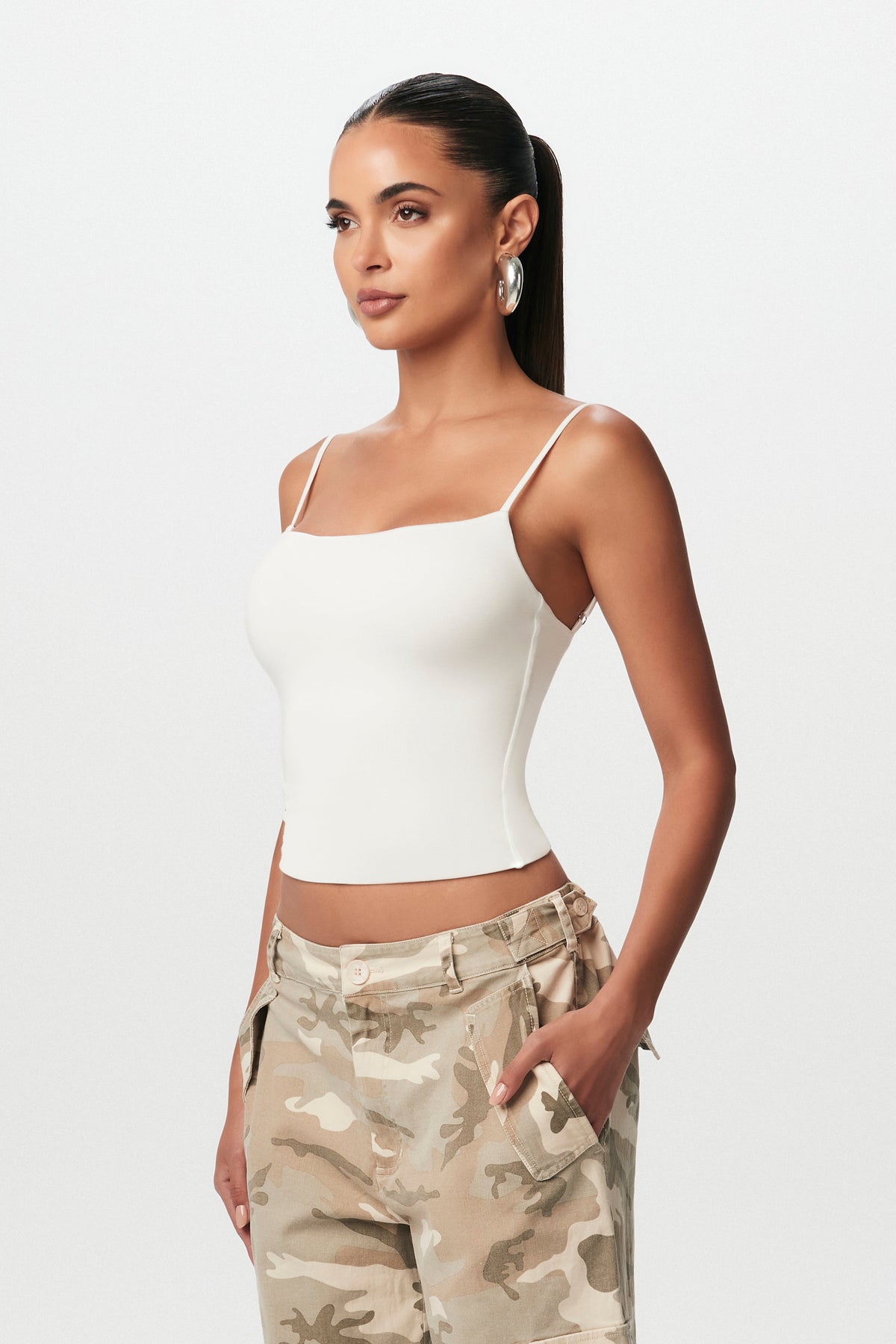 White Smooth Spaghetti Strap Top