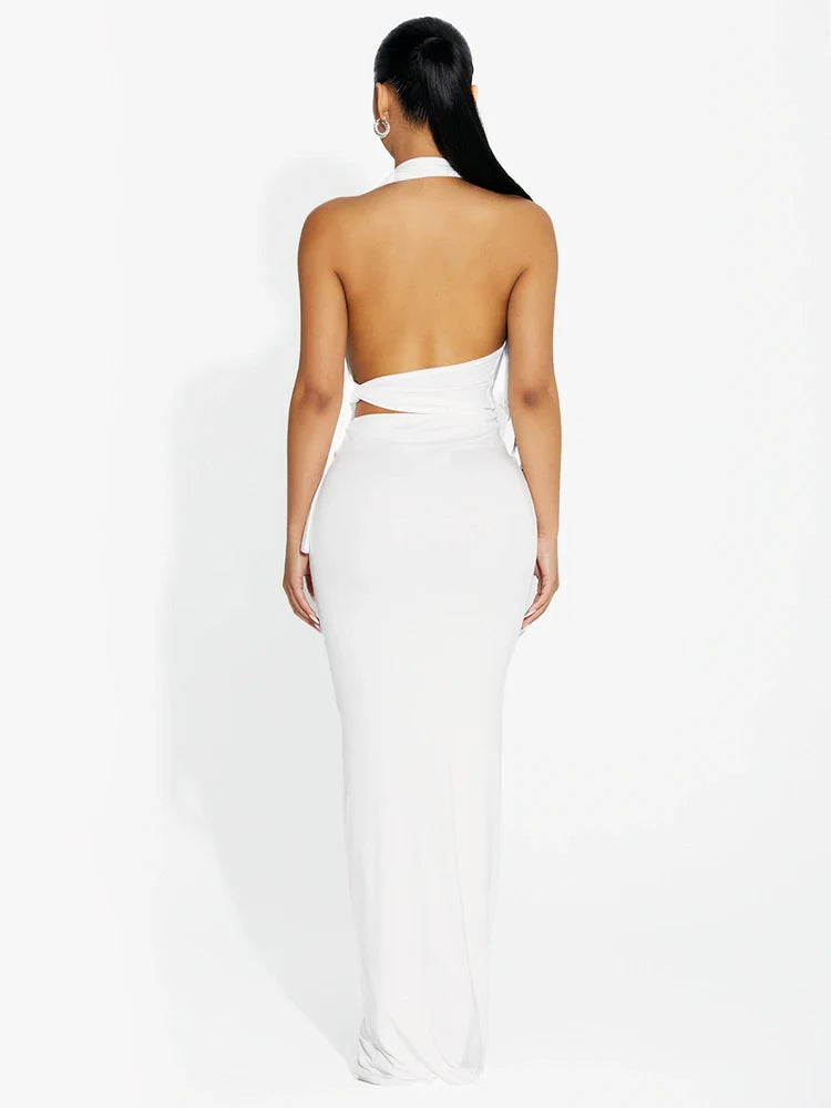 WHITE Modal Scoop Waist Maxi Skirt