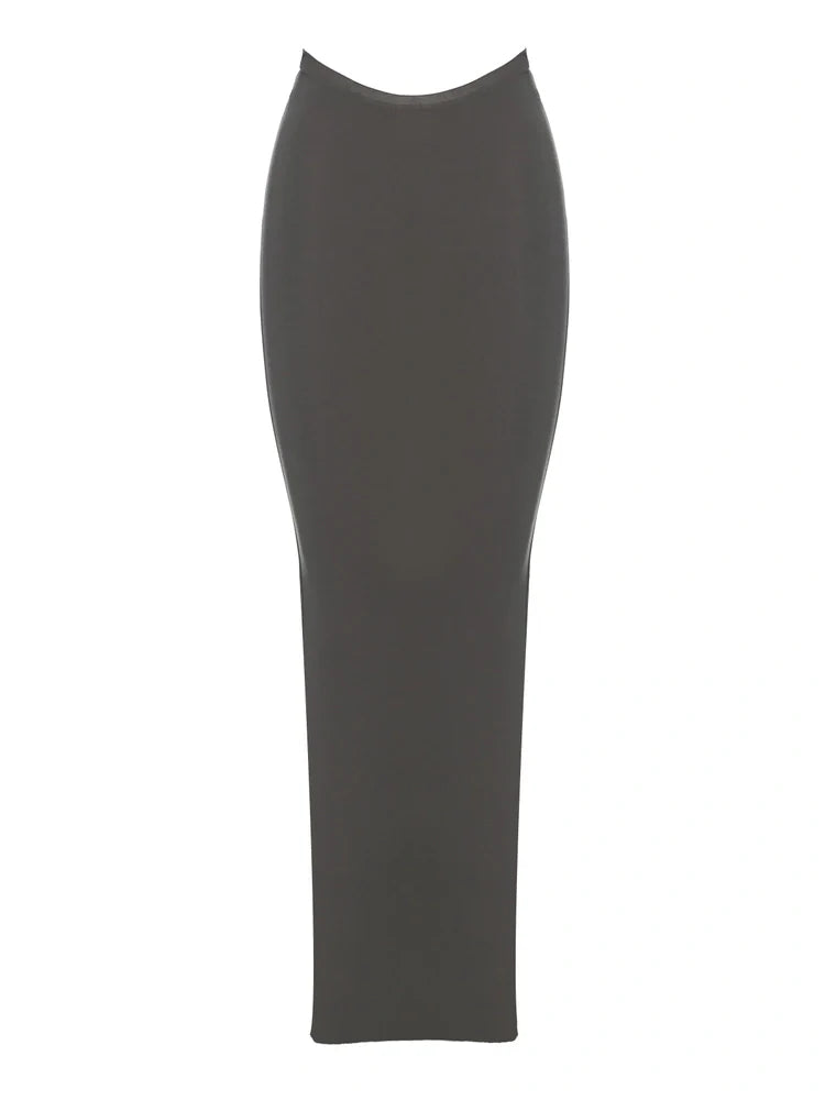 DARK GREY Modal Scoop Waist Maxi Skirt