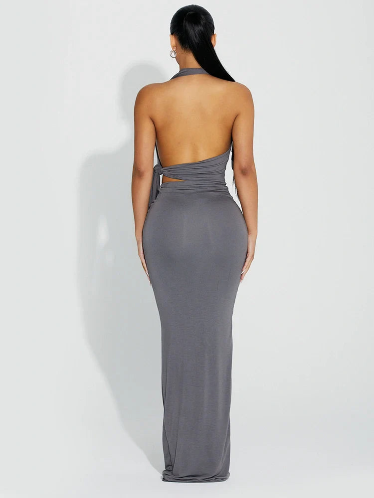 DARK GREY Modal Scoop Waist Maxi Skirt