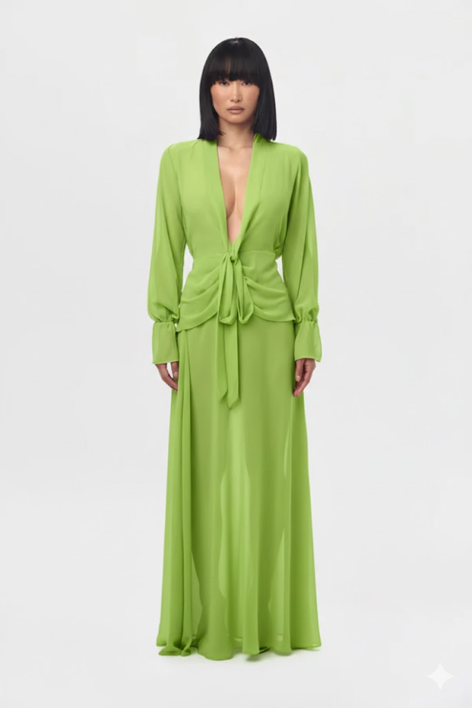 Chartreuse Chiffon Maxi Skirt