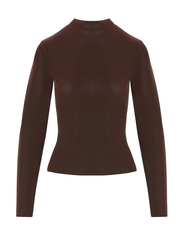 Liquid Suede Turtleneck Top