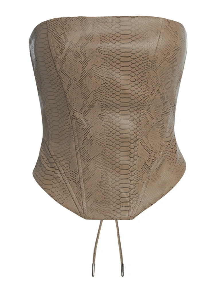 Nude Snake Lace Up Corset