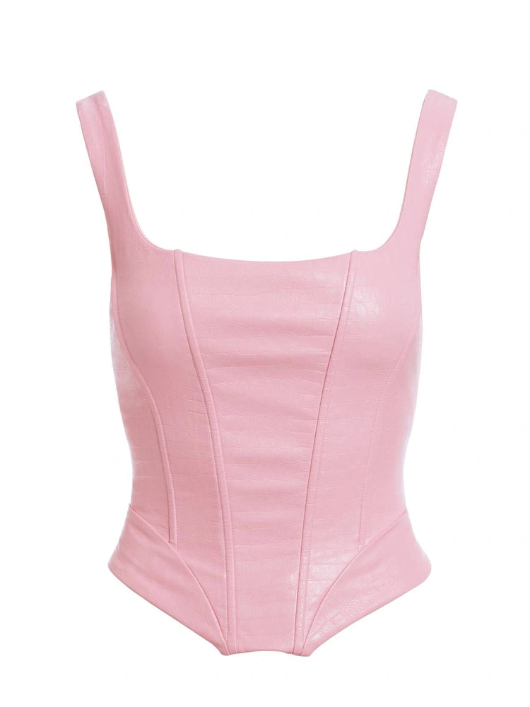 BABY PINK Lace Back Croc Corset