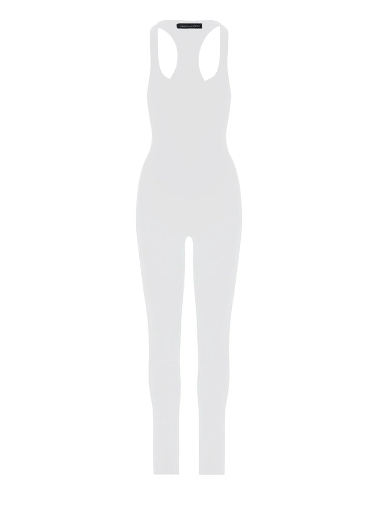 WHITE Sleeveless Racerback Jumpsuit