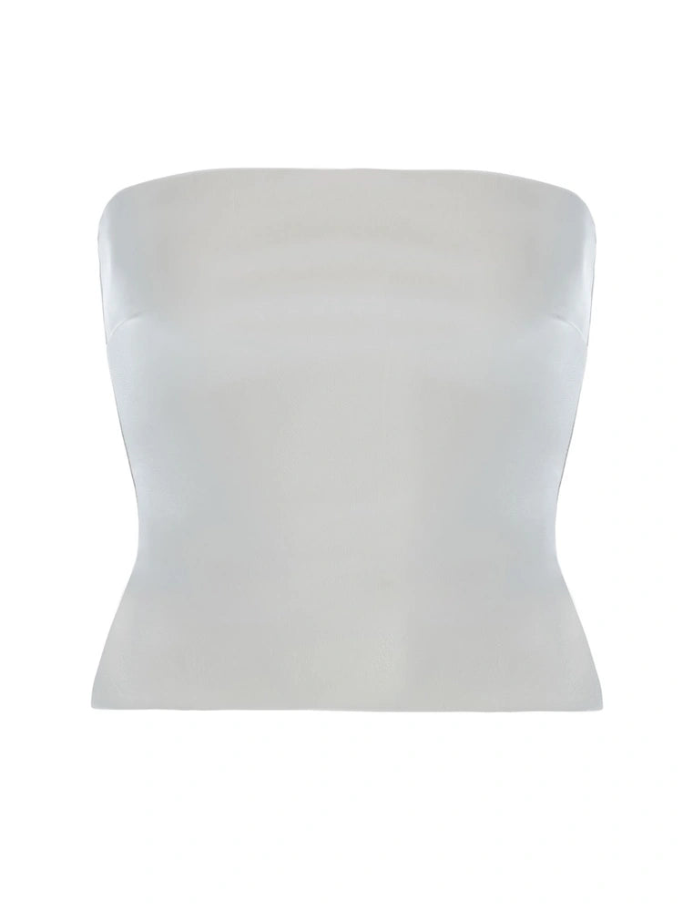 WHITE Vegan Leather Tube Top