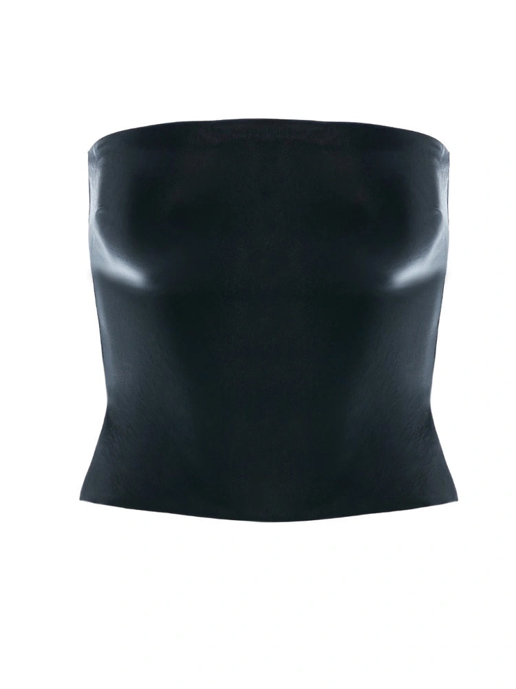 BLACK Vegan Leather Tube Top