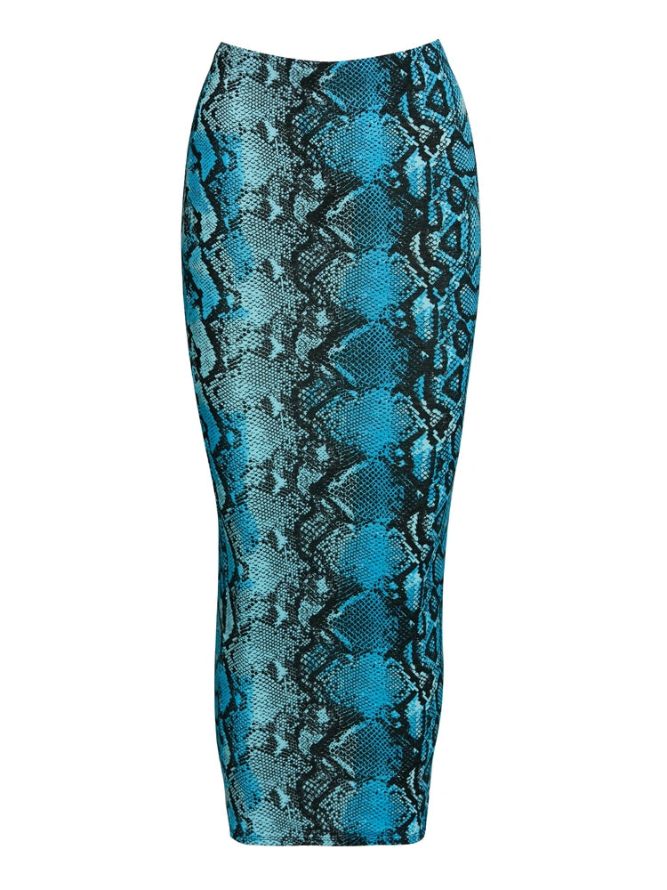 MALIBU SNAKE Snake Skin Midi Skirt