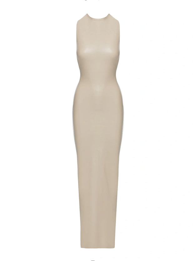 Vegan Leather Sleeveless Maxi Dress