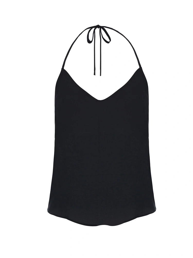 BLACK V-Neck Halter Top