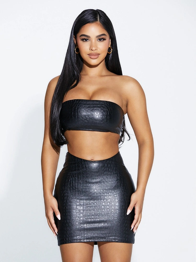BLACK The Crocodile Mini Skirt