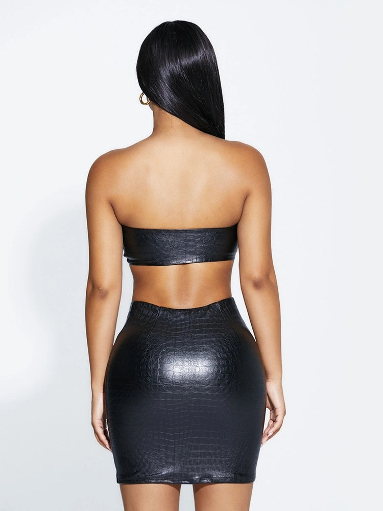 BLACK The Crocodile Mini Skirt