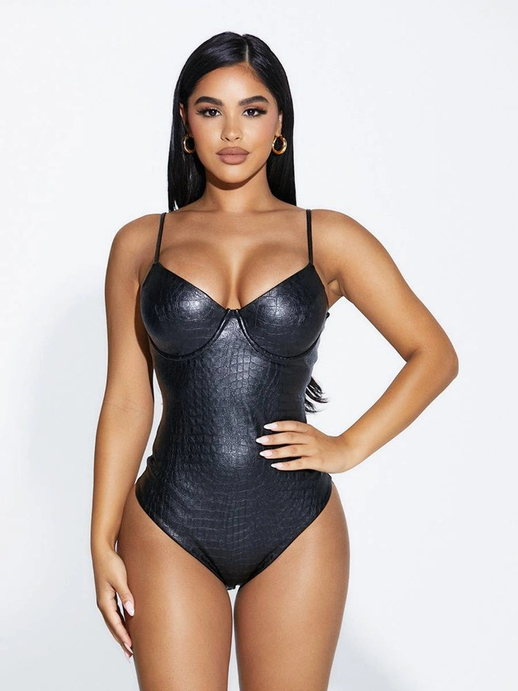 BLACK The Sultry Croc Bodysuit