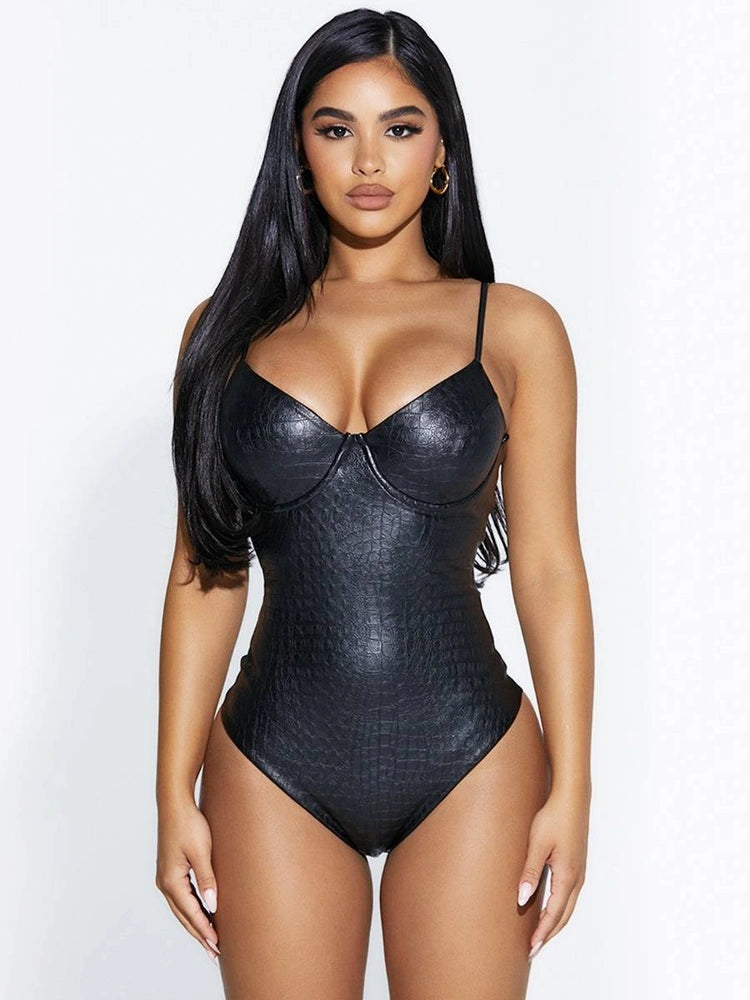 BLACK The Sultry Croc Bodysuit