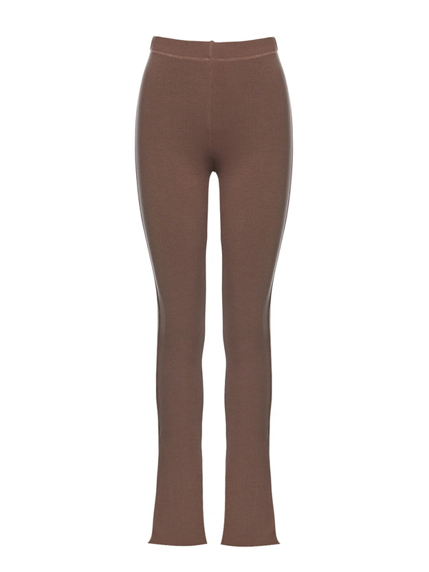 Micro Ribbed Straight Leg Pants