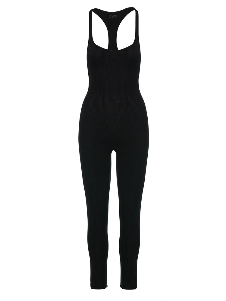 BLACK Sleeveless Racerback Jumpsuit
