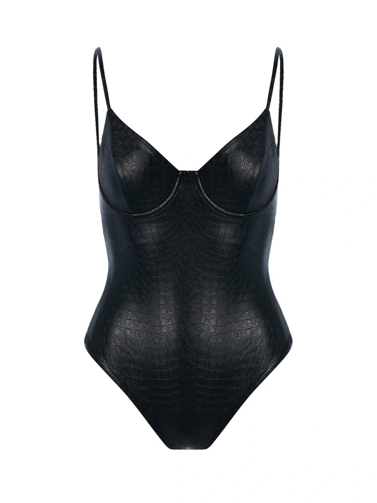 BLACK The Sultry Croc Bodysuit