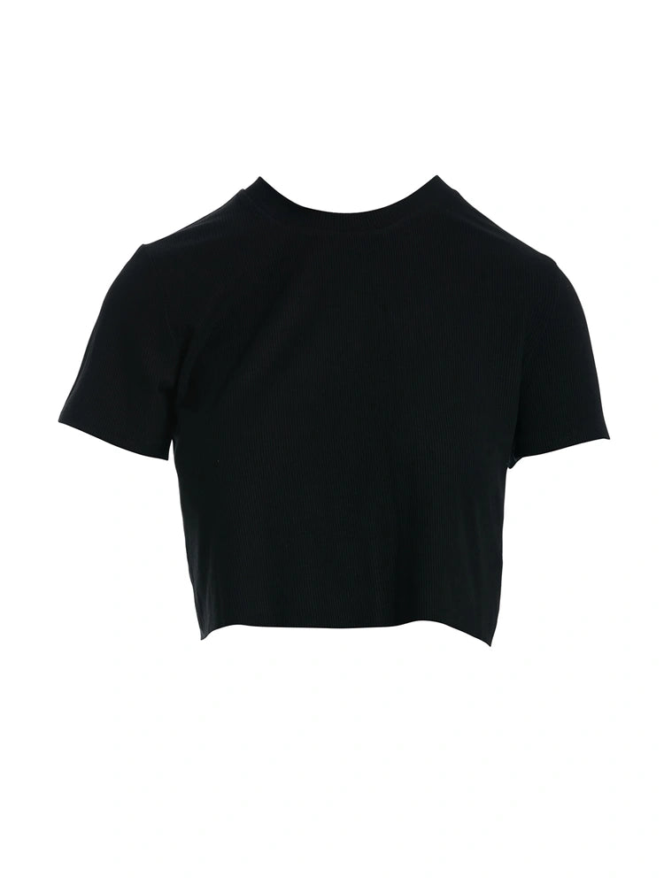 BLACK The Ribbed Cropped T
