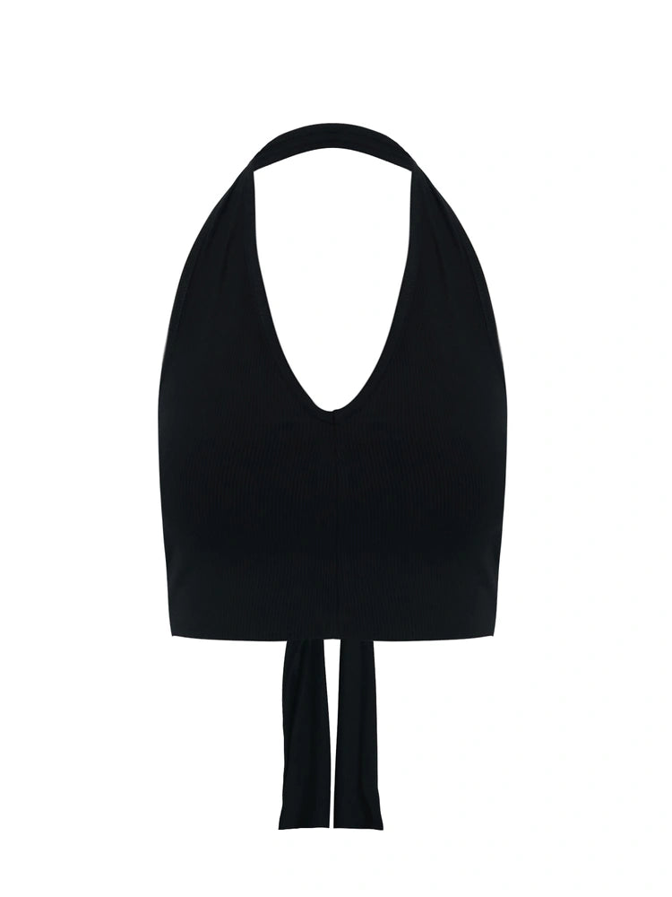 Black Baby Snatched Halter Top