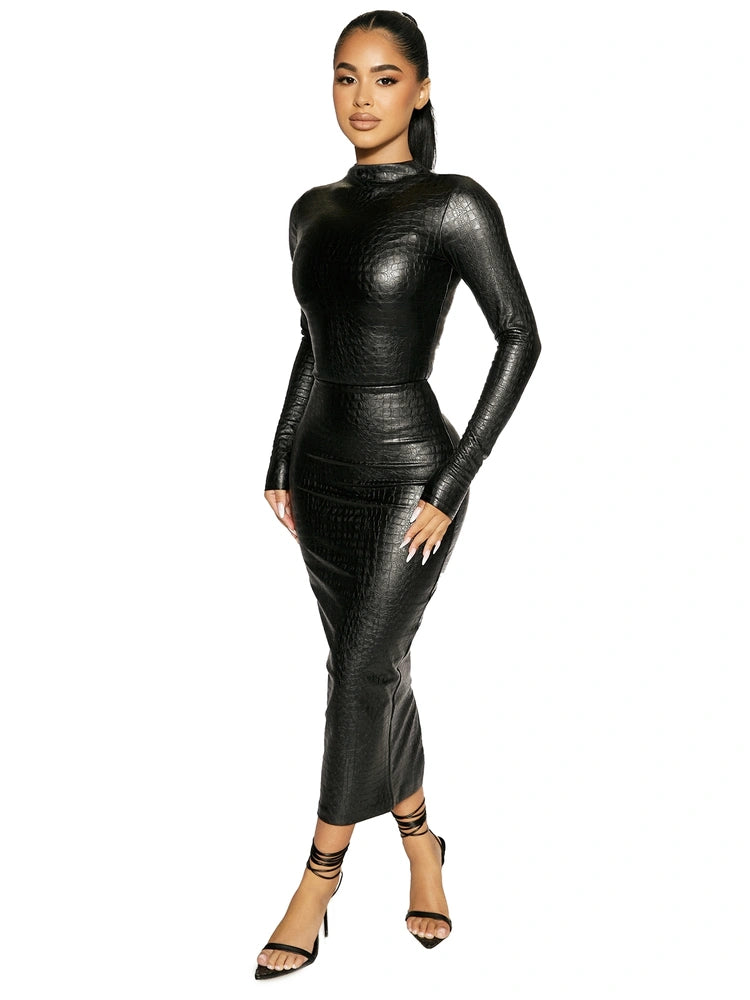 BLACK The Crocodile Midi Skirt