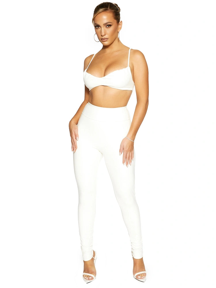 WHITE Faux Real Leather Leggings