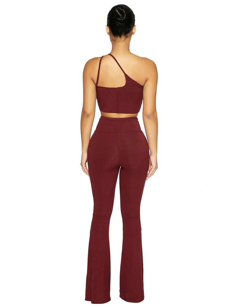 WINE Let'S Play Flare Snatched Pants