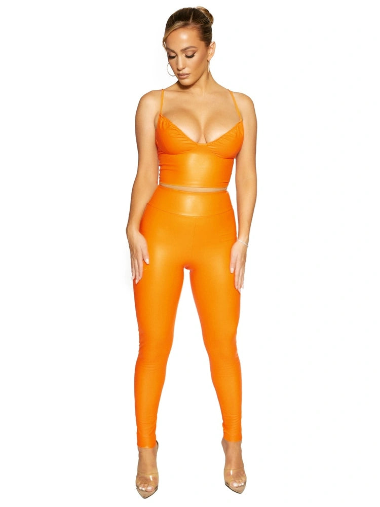 ORANGE Down Faux U Top
