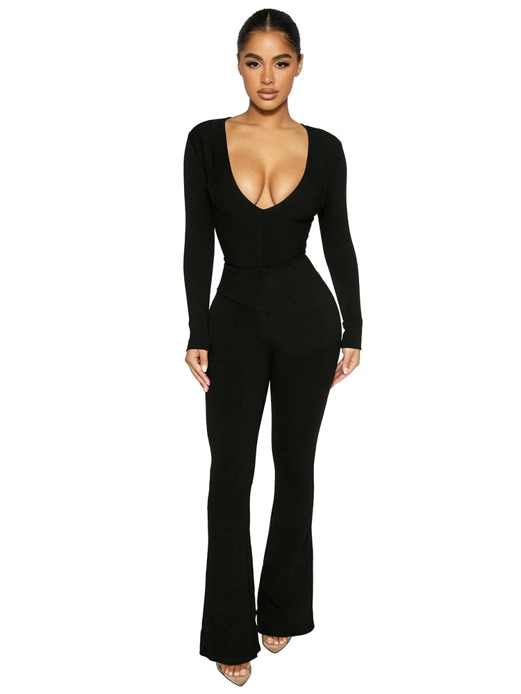 BLACK Let'S Play Flare Snatched Pants