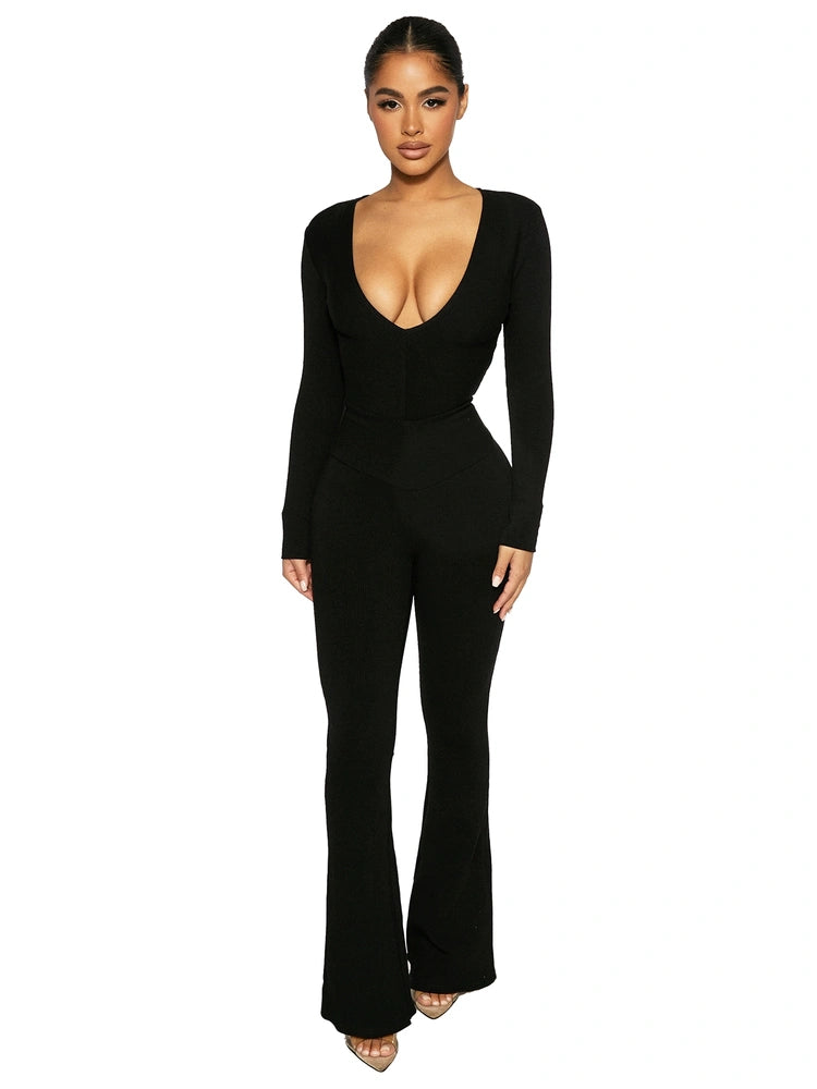 BLACK Let'S Play Flare Snatched Pants